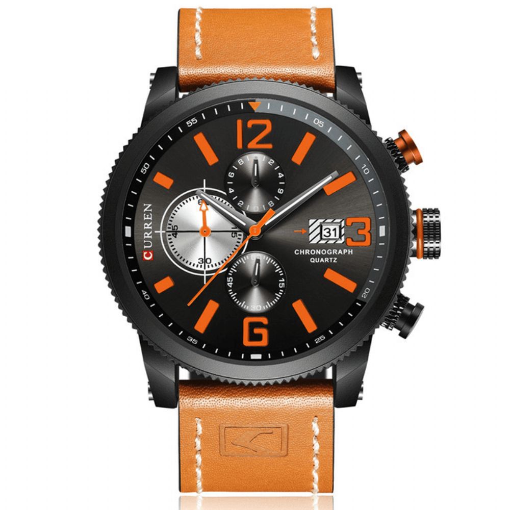 Curren 8281 Werkende Kleine Wijzerplaten Chronograaf Quartz Horloge Waterdicht Sport Herenhorloge