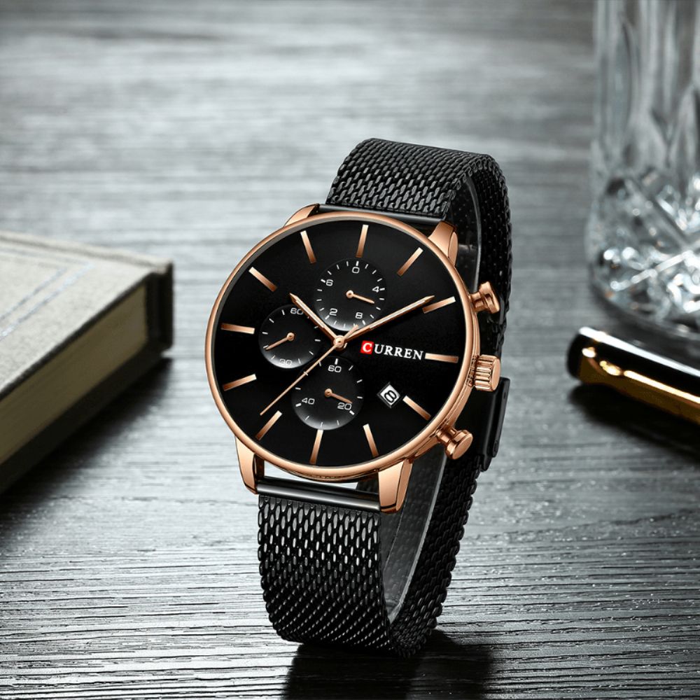 Curren 8339 Mode Business Herenhorloge Licht Luxe Waterdicht Grote Wijzerplaat Quartz Horloge