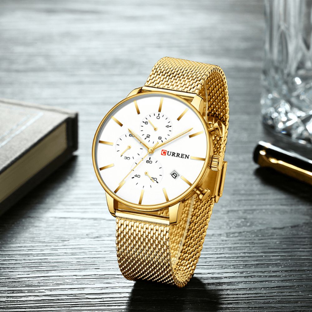 Curren 8339 Mode Business Herenhorloge Licht Luxe Waterdicht Grote Wijzerplaat Quartz Horloge