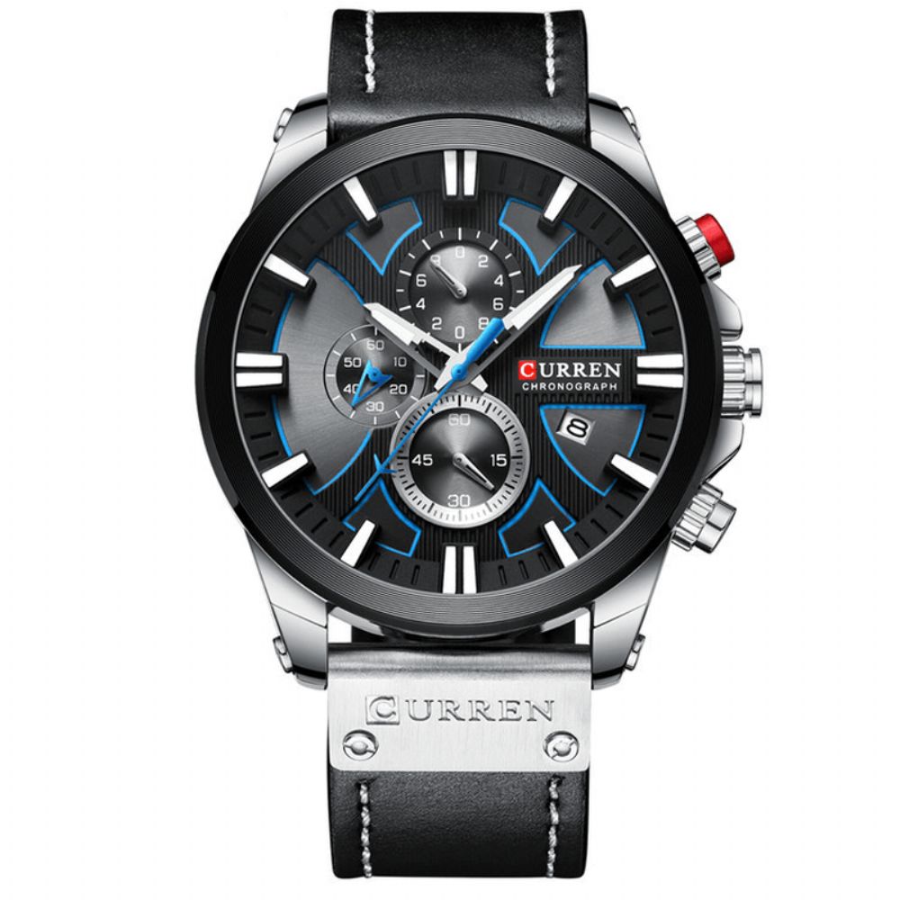 Curren 8346 Chronograaf Sport Heren Polshorloge Lederen Horlogeband Quartz Horloge