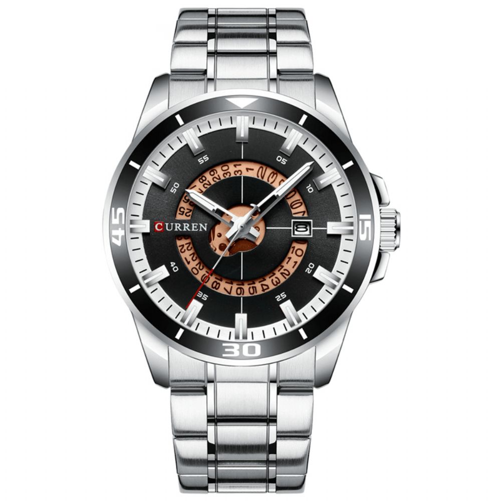 Curren 8359 Kalender Volledig Stalen Zakelijke Stijl Heren Waterdicht Quartz Horloge