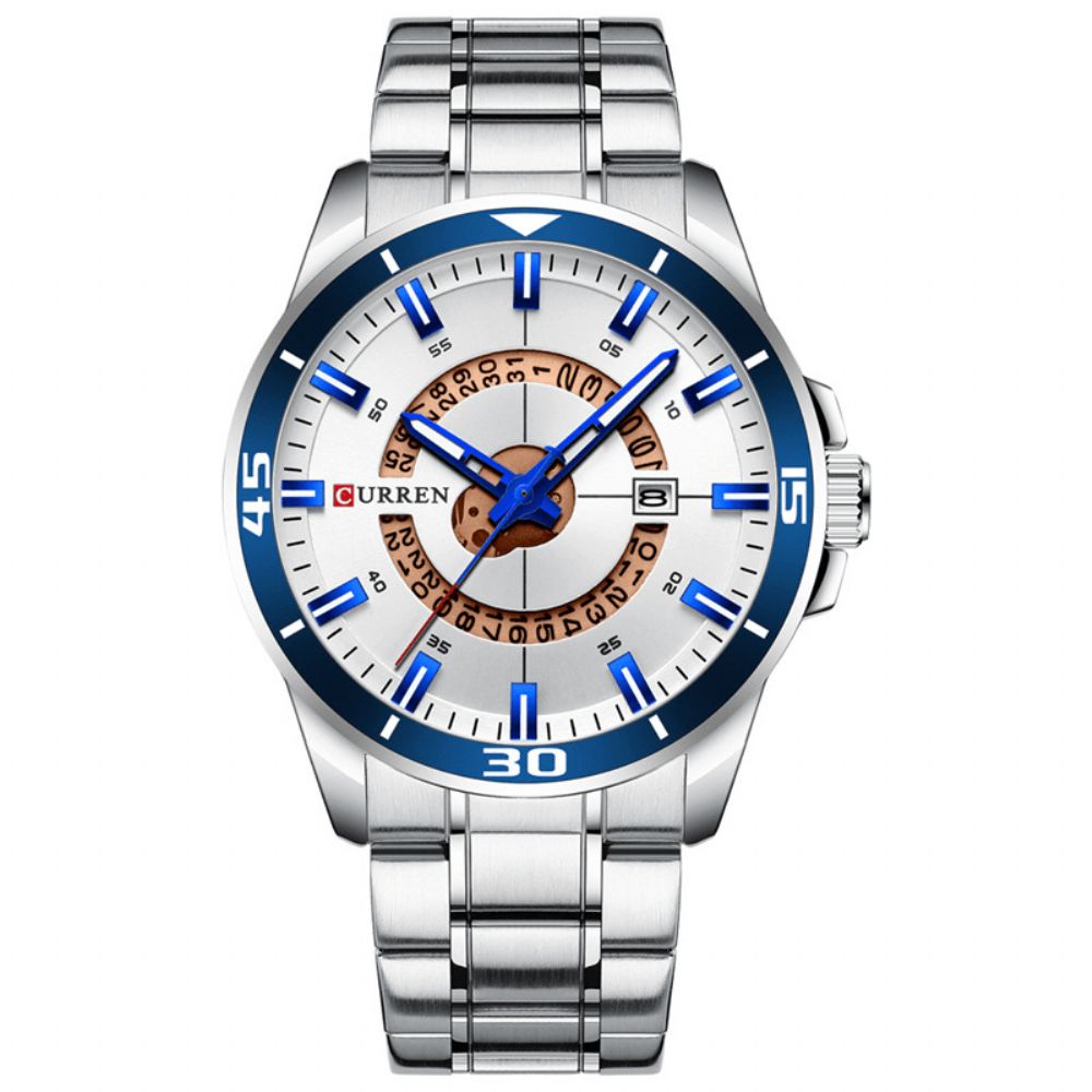 Curren 8359 Kalender Volledig Stalen Zakelijke Stijl Heren Waterdicht Quartz Horloge