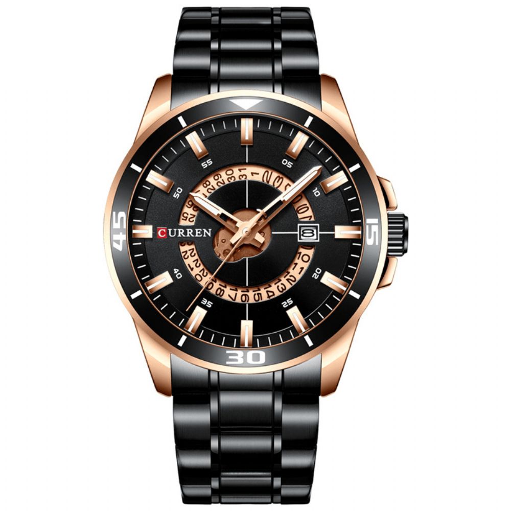 Curren 8359 Kalender Volledig Stalen Zakelijke Stijl Heren Waterdicht Quartz Horloge