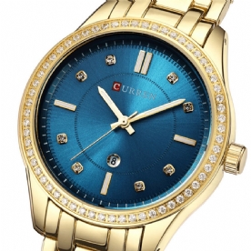 Curren 9010 Waterdicht Crystal Elegant Design Dames Polshorloge Datumweergave Quartz Horloge