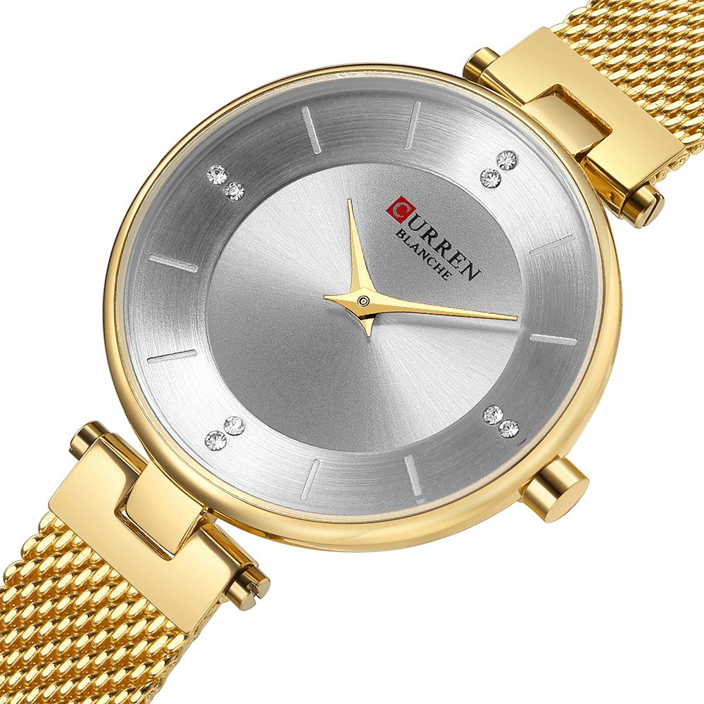 Curren 9031 Ultradunne Wijzerplaat Elegant Design Dameshorloge Volledig Stalen Quartz Horloge