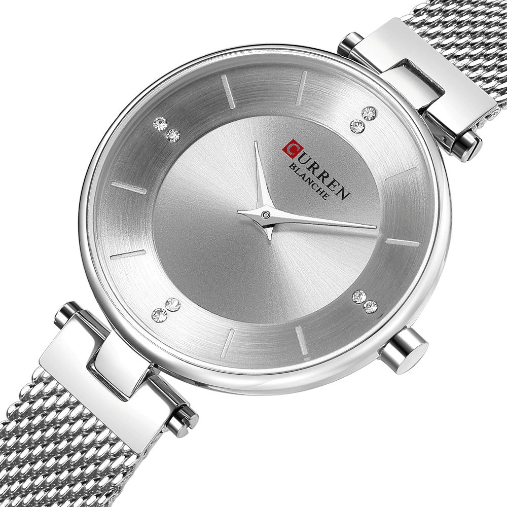 Curren 9031 Ultradunne Wijzerplaat Elegant Design Dameshorloge Volledig Stalen Quartz Horloge