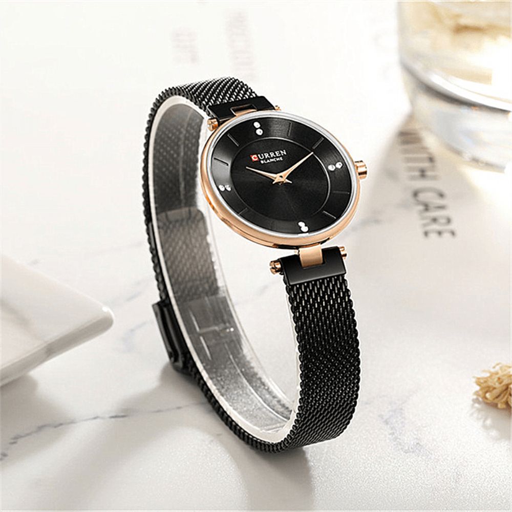 Curren 9031 Ultradunne Wijzerplaat Elegant Design Dameshorloge Volledig Stalen Quartz Horloge