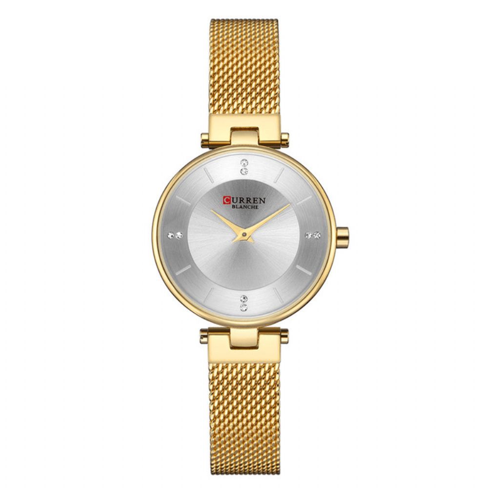 Curren 9031 Ultradunne Wijzerplaat Elegant Design Dameshorloge Volledig Stalen Quartz Horloge