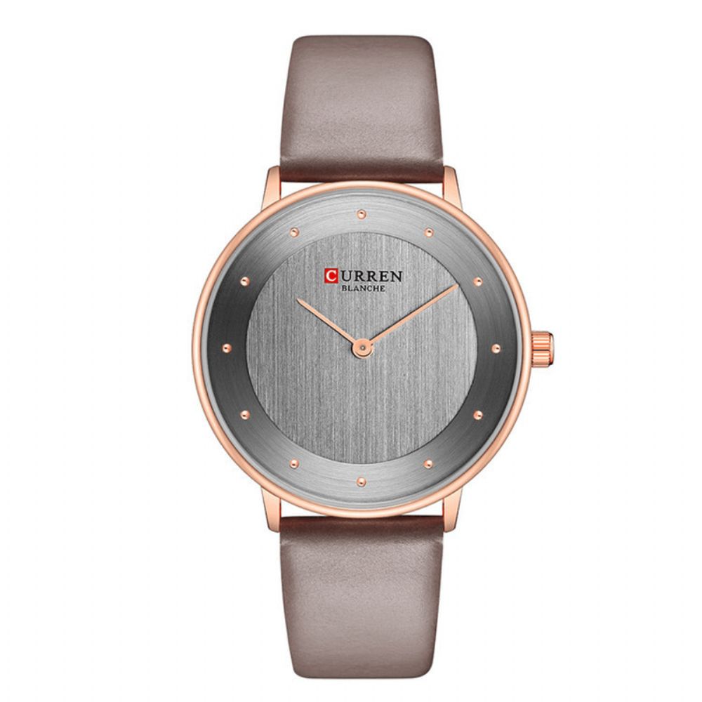 Curren 9033 Ultradunne Wijzerplaat Casual Stijl Quartz Horloge Lederen Band Zakelijk Dameshorloge