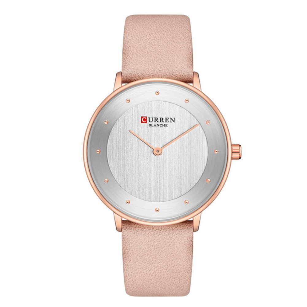 Curren 9033 Ultradunne Wijzerplaat Casual Stijl Quartz Horloge Lederen Band Zakelijk Dameshorloge