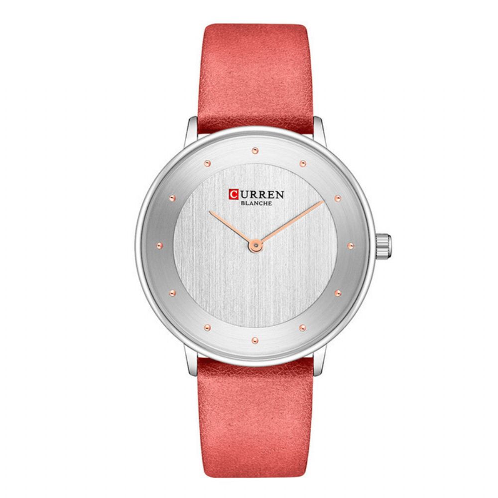 Curren 9033 Ultradunne Wijzerplaat Casual Stijl Quartz Horloge Lederen Band Zakelijk Dameshorloge