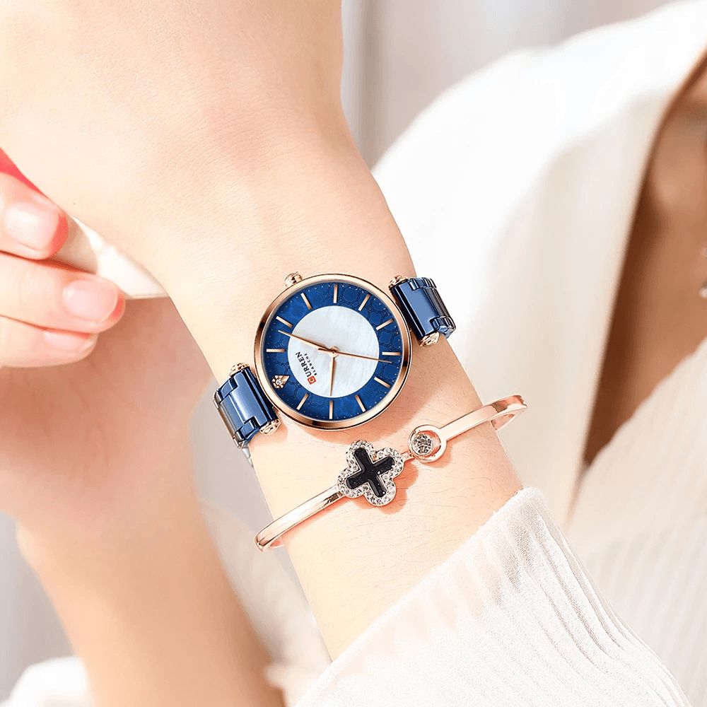 Curren 9072 Waterdicht Casual Stijl Dames Polshorloge Roestvrij Stalen Band Quartz Horloges