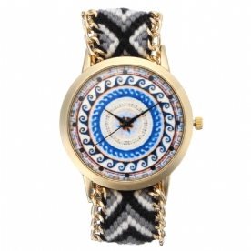 Custom Folk Dames Horloge Caleidoscoop Patroon Legering Case Casual Retro Quartz Polshorloge