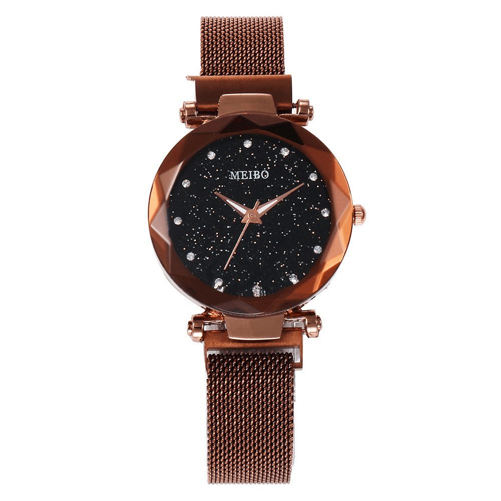 Dames Jurk Ster Magnetische Band Mode Luxe Kristallen Wijzerplaat Dames Quartz Horloge