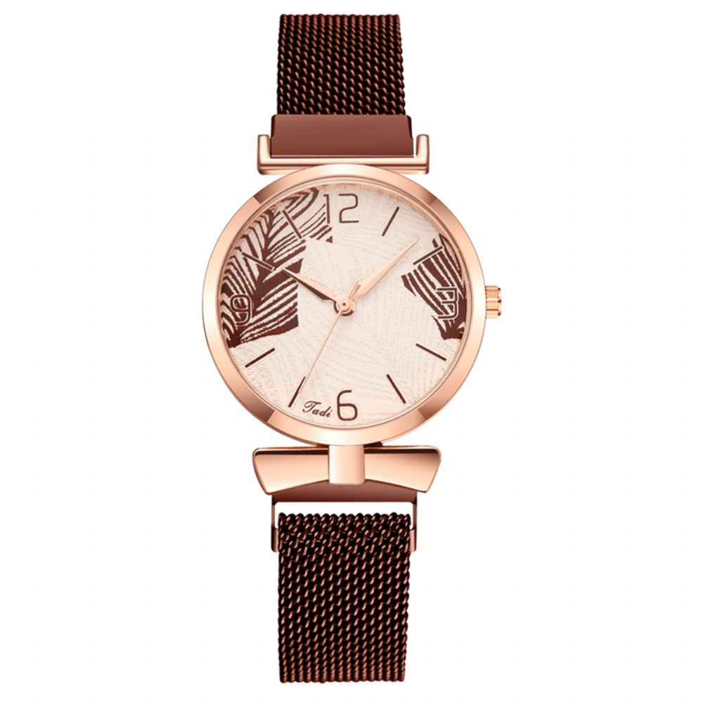 Deffrun A0507 Ultradunne Casual Stijl Damespolshorloge Boompatroon Wijzerplaat Rose Gold Alloy Case Quartz Horloge