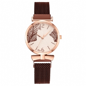 Deffrun A0507 Ultradunne Casual Stijl Damespolshorloge Boompatroon Wijzerplaat Rose Gold Alloy Case Quartz Horloge