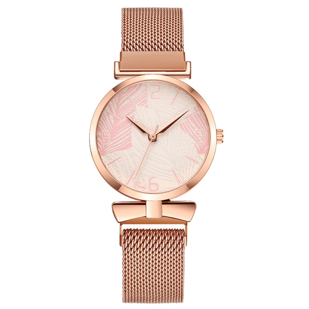 Deffrun A0507 Ultradunne Casual Stijl Damespolshorloge Boompatroon Wijzerplaat Rose Gold Alloy Case Quartz Horloge