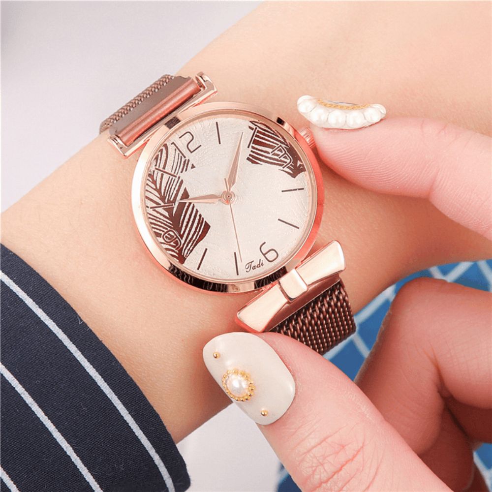 Deffrun A0507 Ultradunne Casual Stijl Damespolshorloge Boompatroon Wijzerplaat Rose Gold Alloy Case Quartz Horloge