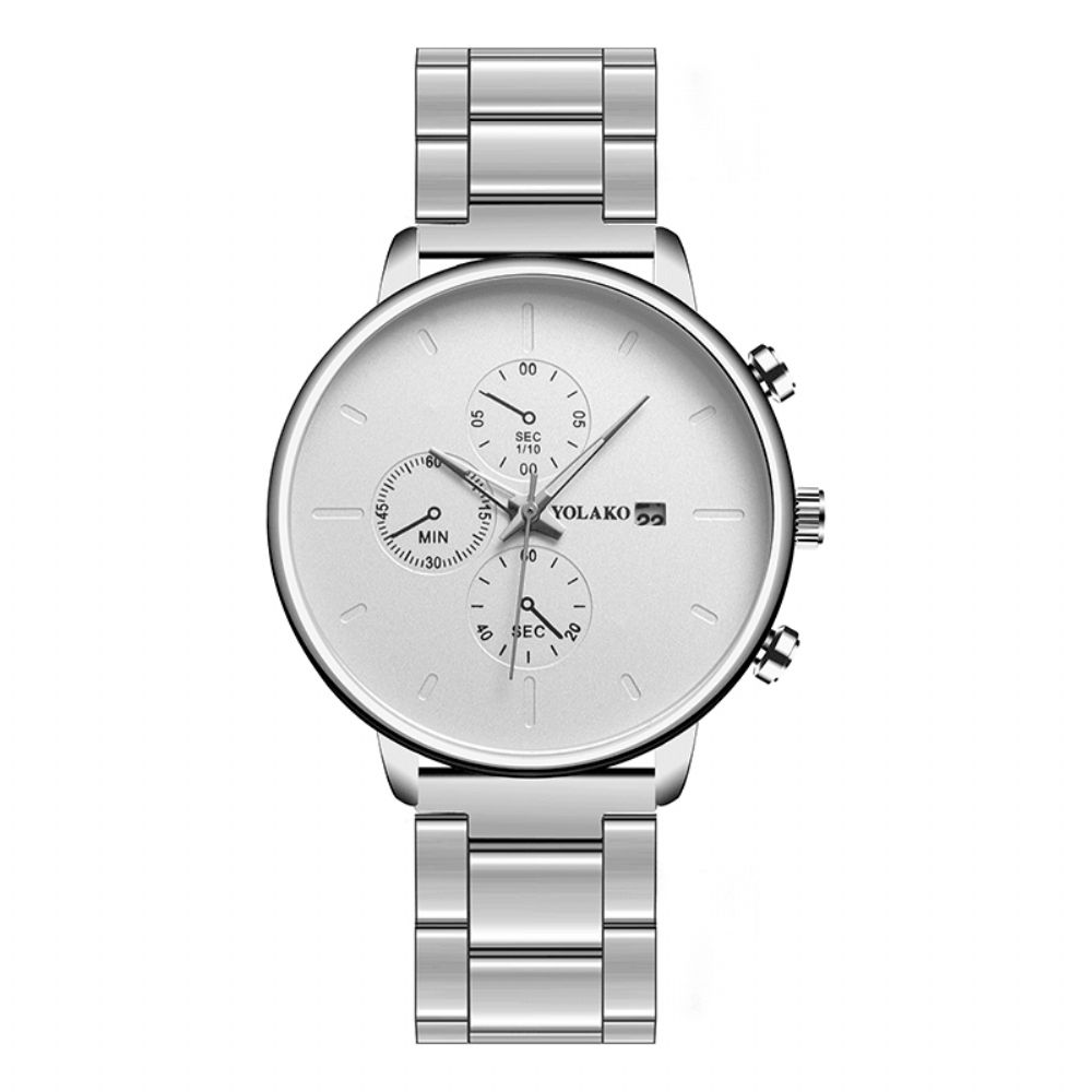 Deffrun A0546 Casual Stijl Heren Polshorloge Volledig Stalen Kalender Quartz Horloge