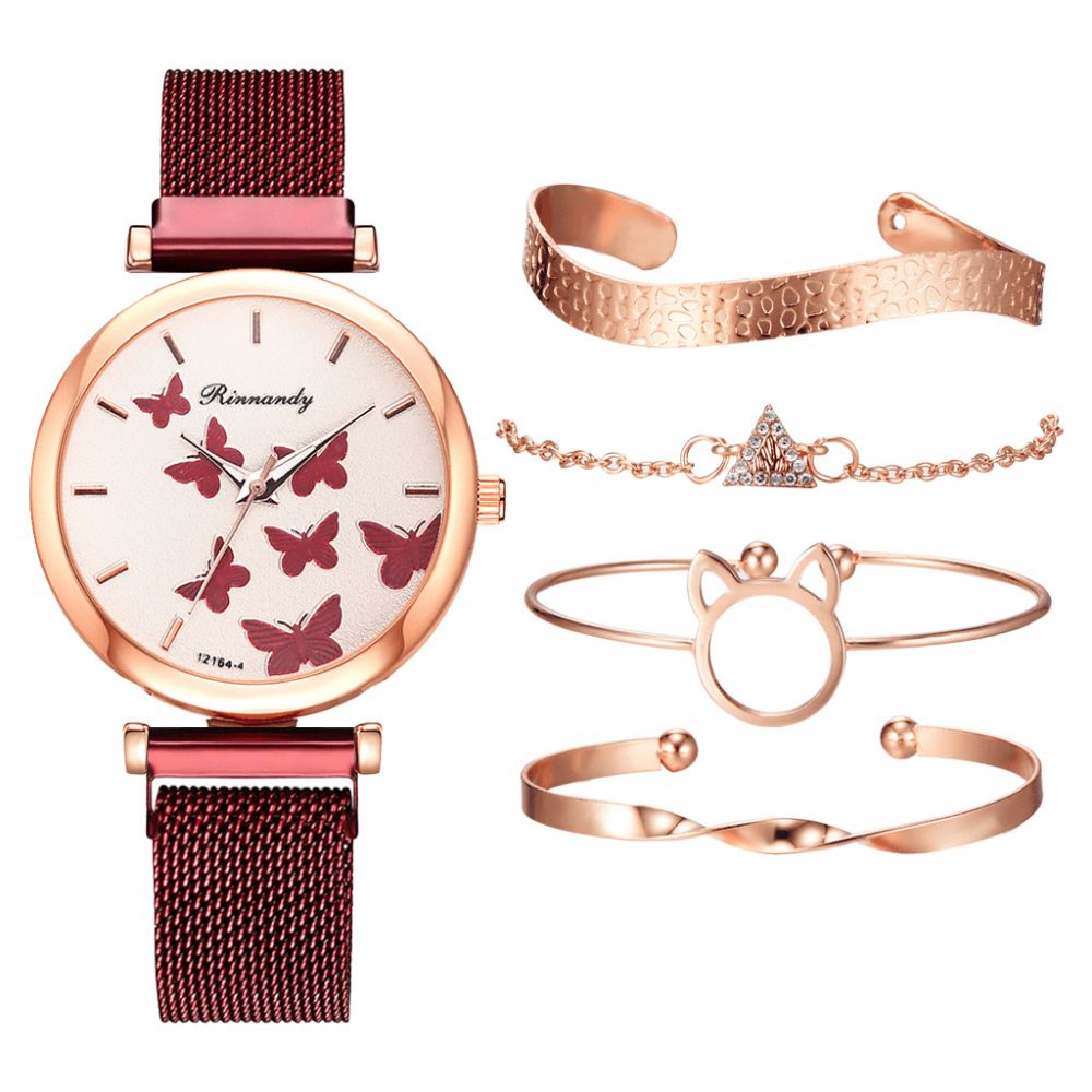 Deffrun Casual Stijl Dames Polshorloge Met Armband Set Volledig Gelegeerd Elegant Design Quartz Horloge