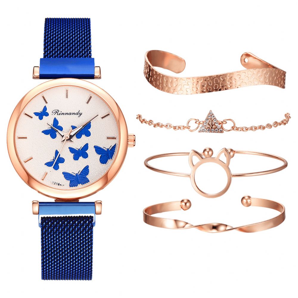 Deffrun Casual Stijl Dames Polshorloge Met Armband Set Volledig Gelegeerd Elegant Design Quartz Horloge