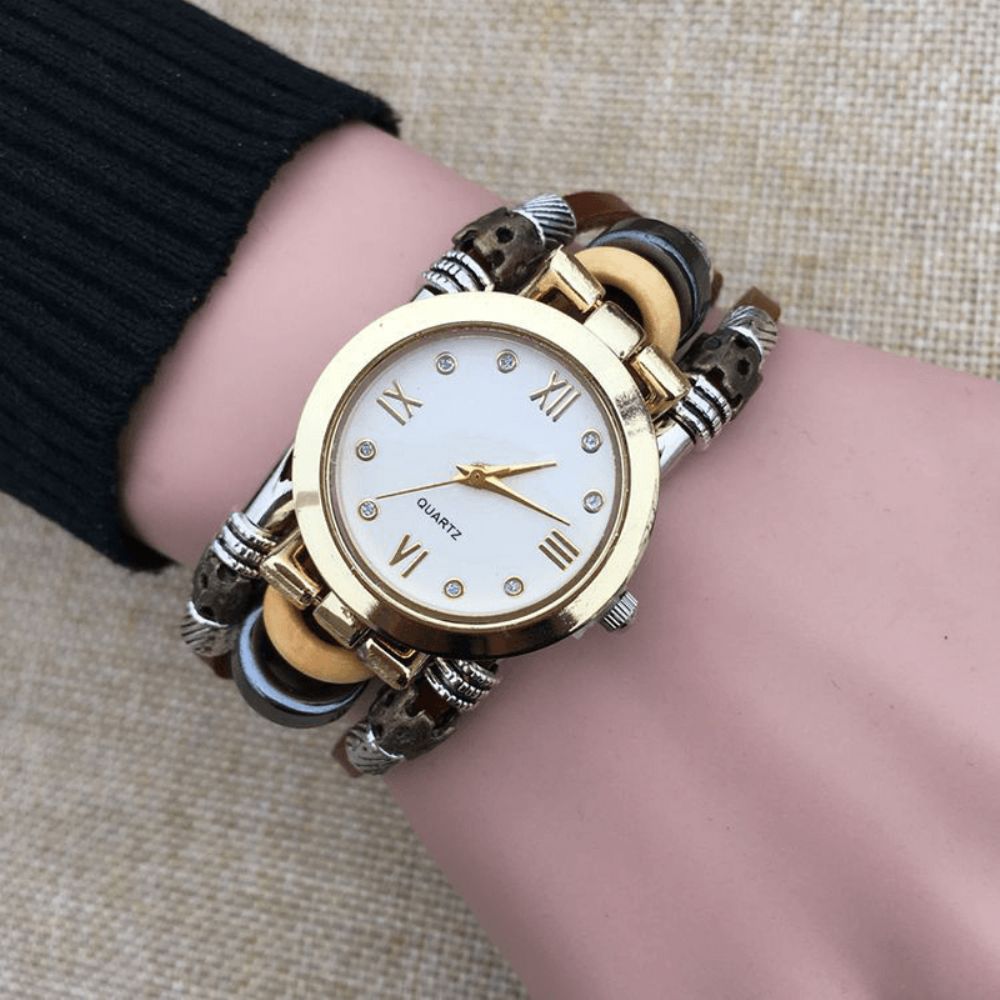 Deffrun Casual Style Multilayer Heren Armband Horloge Romeinse Cijfers Legering Wijzerplaat Quartz Horloge