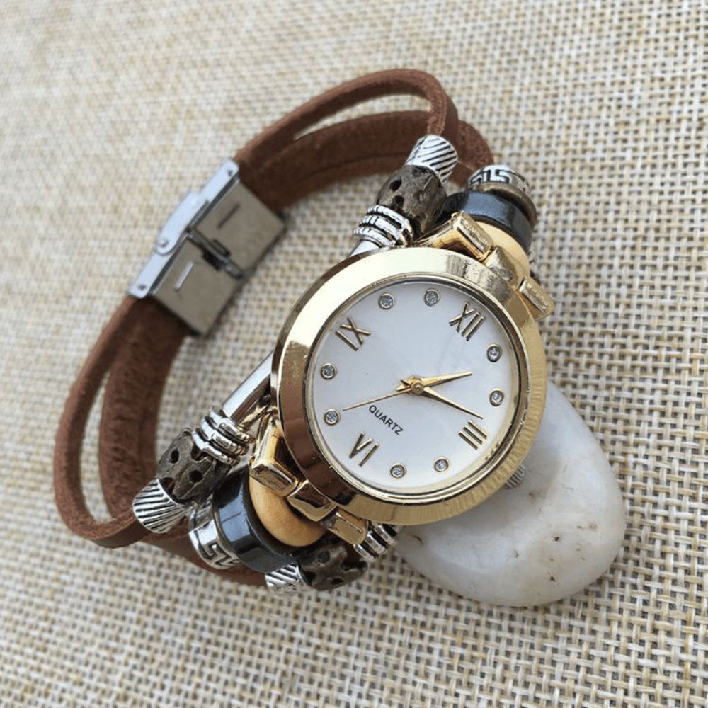 Deffrun Casual Style Multilayer Heren Armband Horloge Romeinse Cijfers Legering Wijzerplaat Quartz Horloge