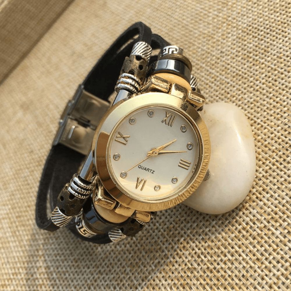 Deffrun Casual Style Multilayer Heren Armband Horloge Romeinse Cijfers Legering Wijzerplaat Quartz Horloge