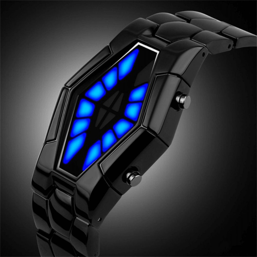 Deffrun Cobra Led-Display Horloge Volledig Stalen Lichtgevende Heren Digitaal Horloge