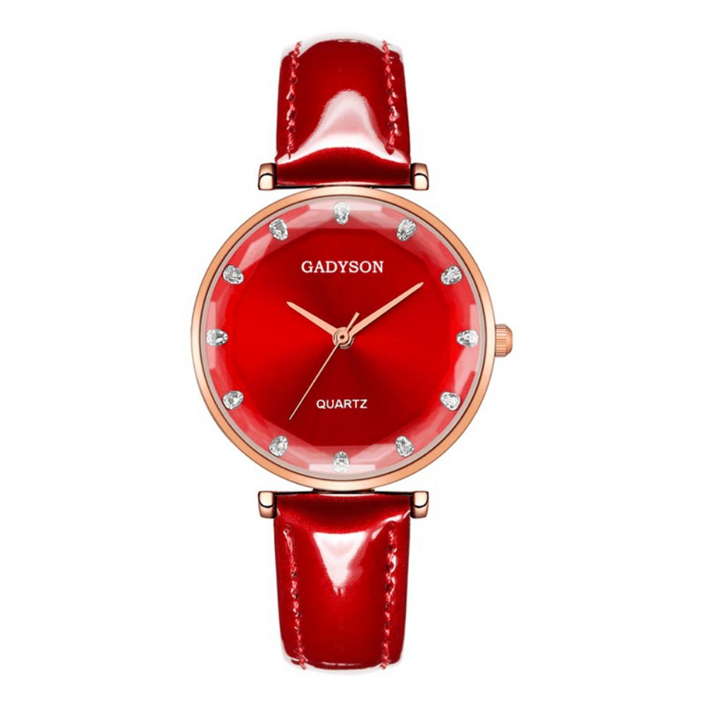 Deffrun Crystal Casual Stijl Dames Polshorloge Lederen Band Geschenk Quartz Horloges