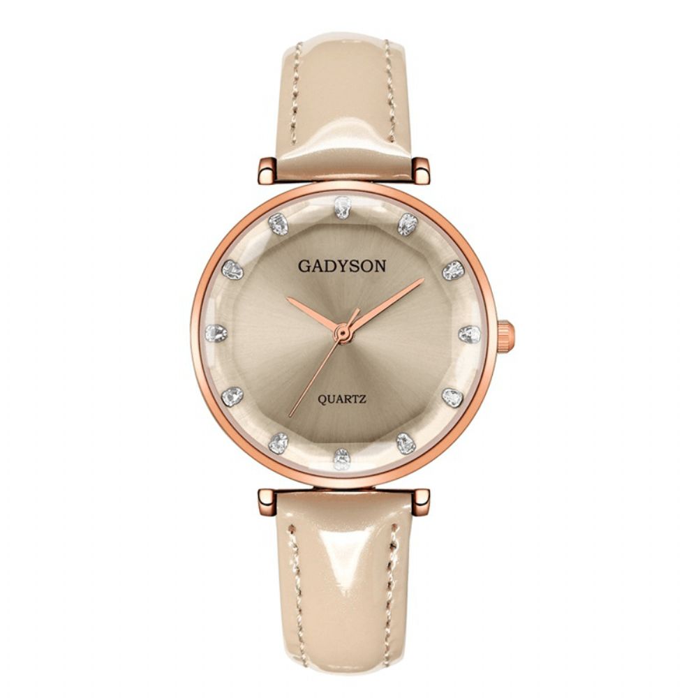 Deffrun Crystal Casual Stijl Dames Polshorloge Lederen Band Geschenk Quartz Horloges