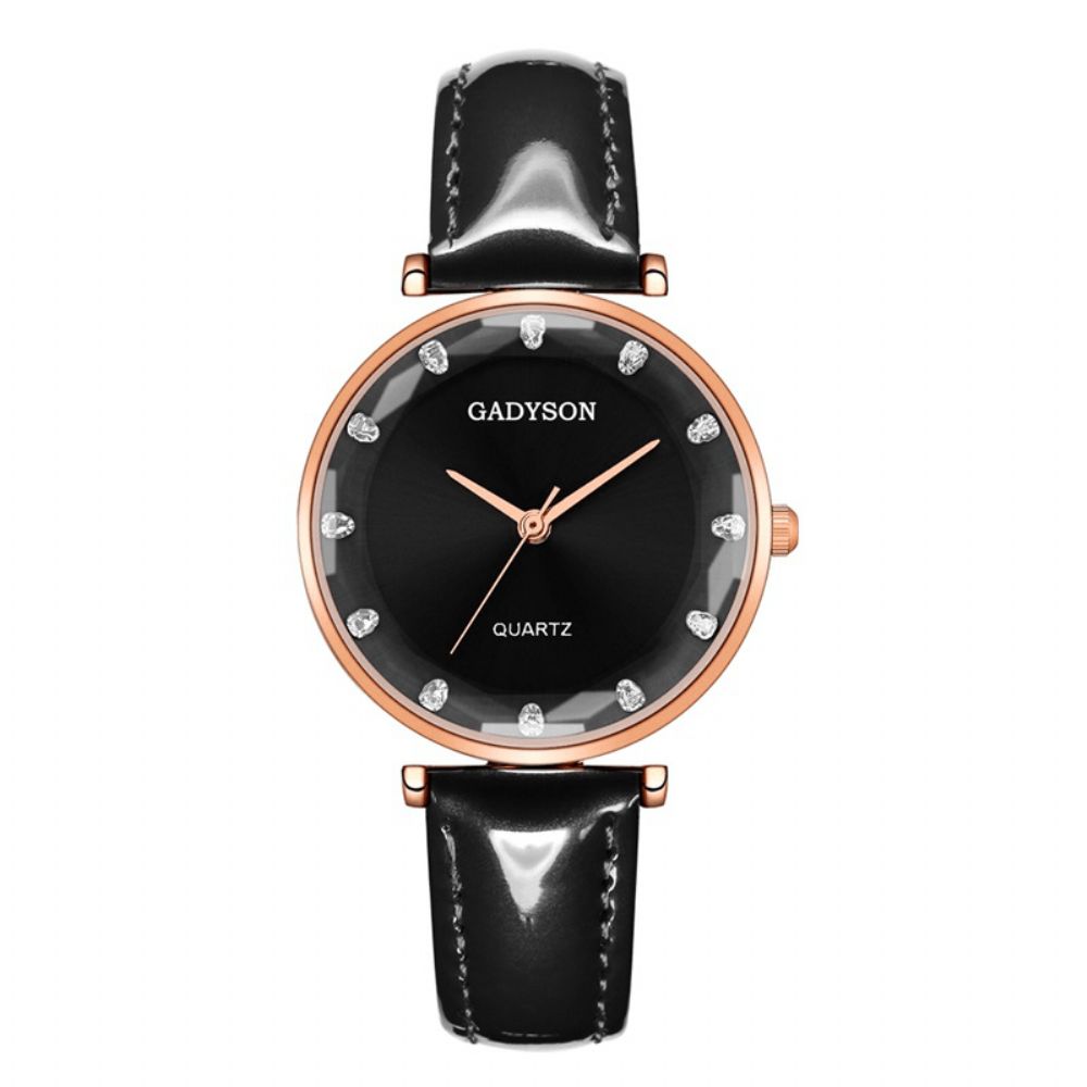 Deffrun Crystal Casual Stijl Dames Polshorloge Lederen Band Geschenk Quartz Horloges