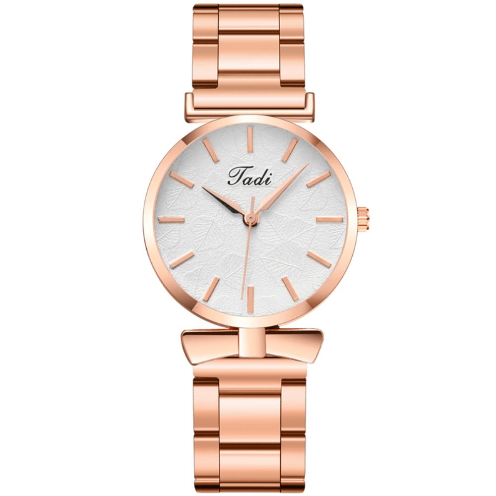 Deffrun Elegant Design Geen Nummer Wijzerplaat Casual Dames Polshorloge Rose Gouden Kast Volledig Legering Quartz Horloge