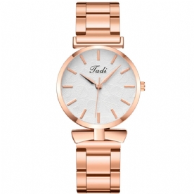 Deffrun Elegant Design Geen Nummer Wijzerplaat Casual Dames Polshorloge Rose Gouden Kast Volledig Legering Quartz Horloge