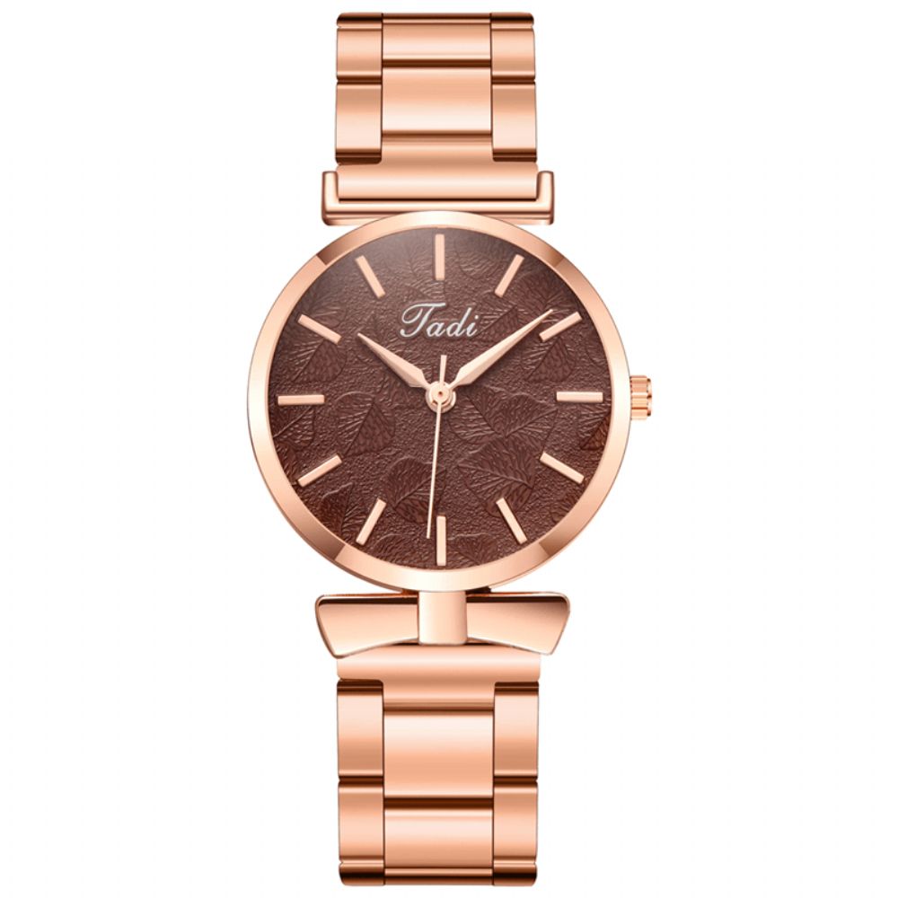 Deffrun Elegant Design Geen Nummer Wijzerplaat Casual Dames Polshorloge Rose Gouden Kast Volledig Legering Quartz Horloge