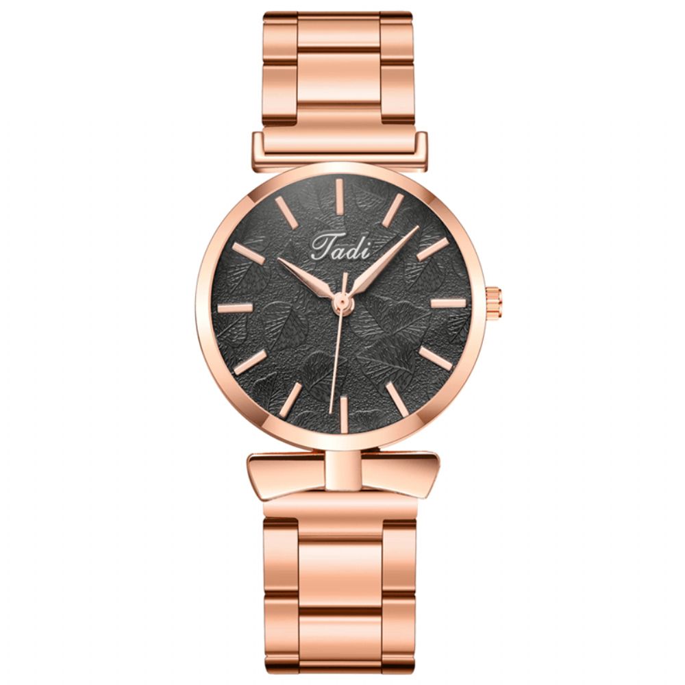 Deffrun Elegant Design Geen Nummer Wijzerplaat Casual Dames Polshorloge Rose Gouden Kast Volledig Legering Quartz Horloge