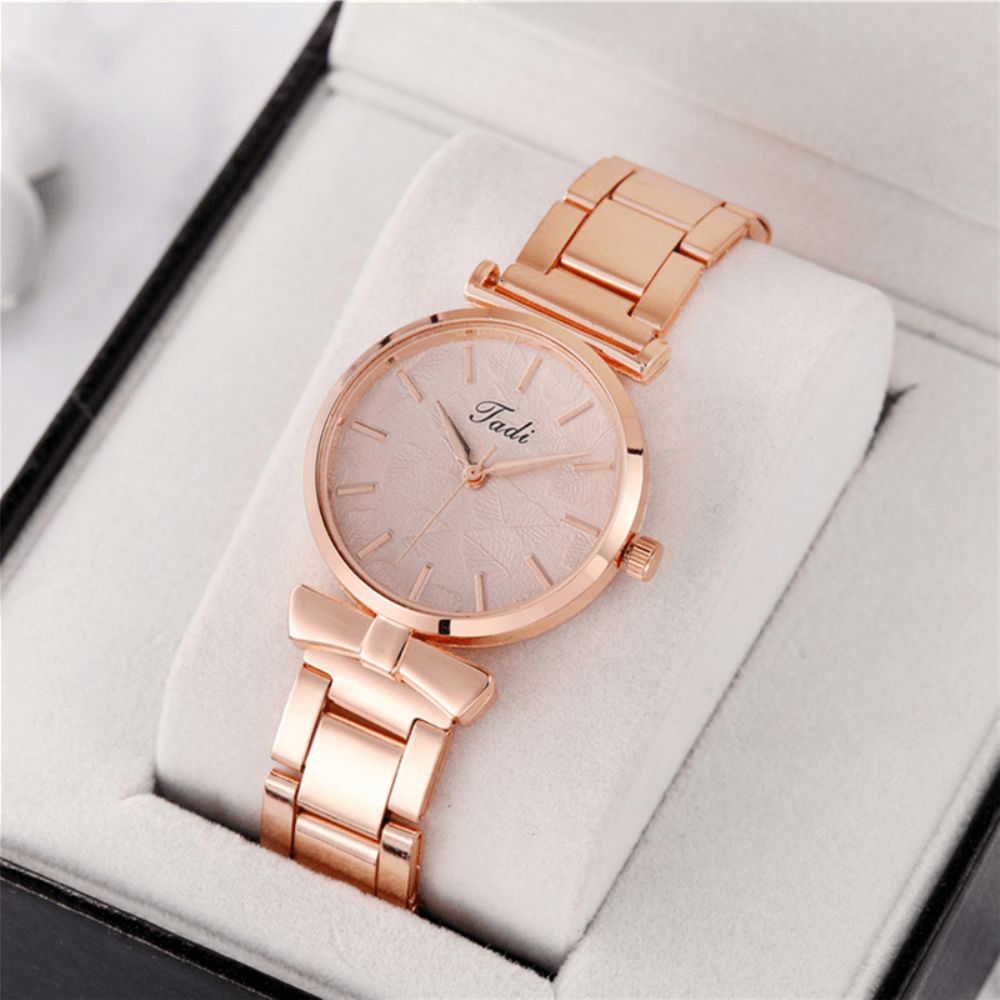 Deffrun Elegant Design Geen Nummer Wijzerplaat Casual Dames Polshorloge Rose Gouden Kast Volledig Legering Quartz Horloge