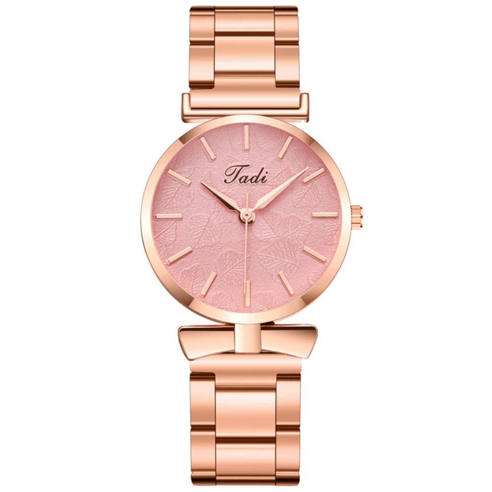 Deffrun Elegant Design Geen Nummer Wijzerplaat Casual Dames Polshorloge Rose Gouden Kast Volledig Legering Quartz Horloge