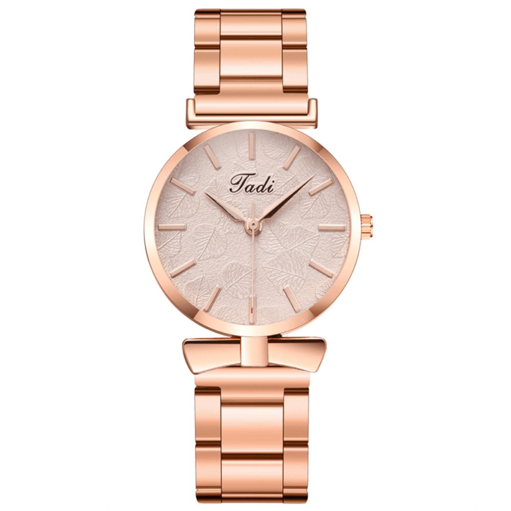 Deffrun Elegant Design Geen Nummer Wijzerplaat Casual Dames Polshorloge Rose Gouden Kast Volledig Legering Quartz Horloge