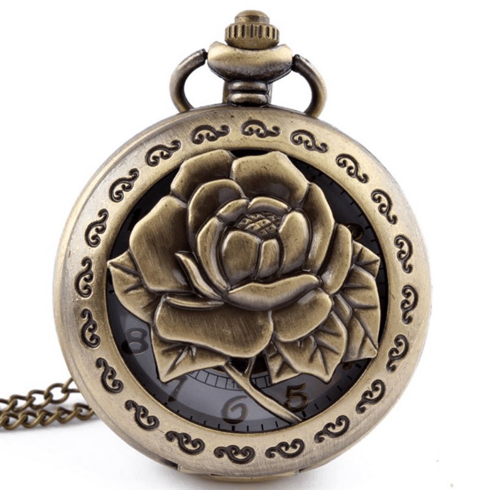 Deffrun Hollow Flower Pattern Simple Dial Chain Quartz Zakhorloge