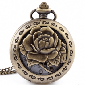 Deffrun Hollow Flower Pattern Simple Dial Chain Quartz Zakhorloge