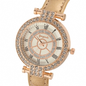 Deffrun Lederen Band Dames Polshorloge Casual Stijl Kristal Quartz Horloge