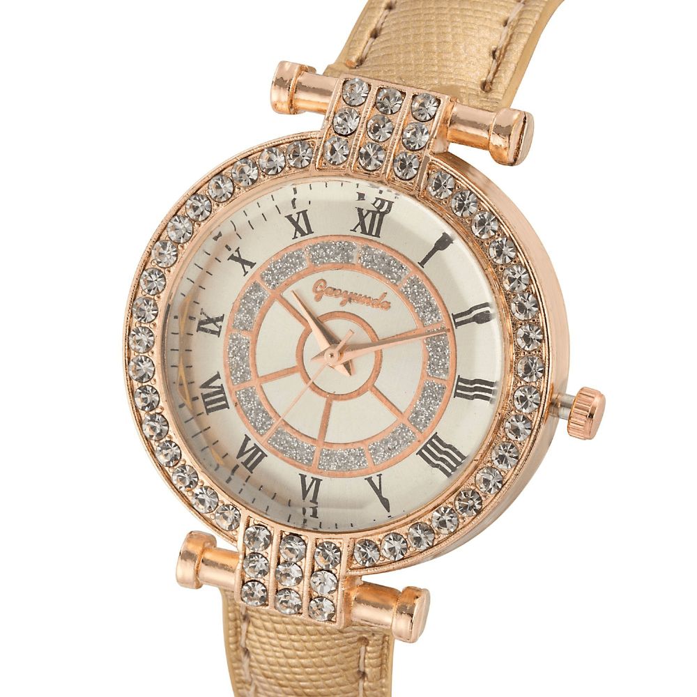 Deffrun Lederen Band Dames Polshorloge Casual Stijl Kristal Quartz Horloge