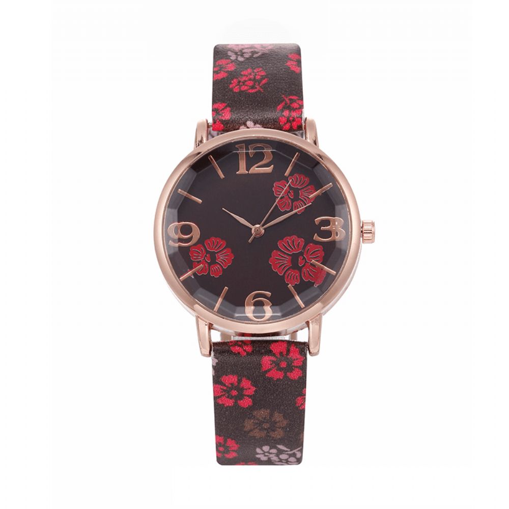 Deffrun Retro Stijl Bloem Gedrukt Dames Polshorloge Chinese Stijl Quartz Horloges