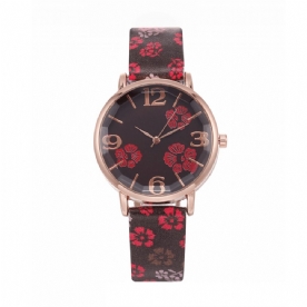 Deffrun Retro Stijl Bloem Gedrukt Dames Polshorloge Chinese Stijl Quartz Horloges