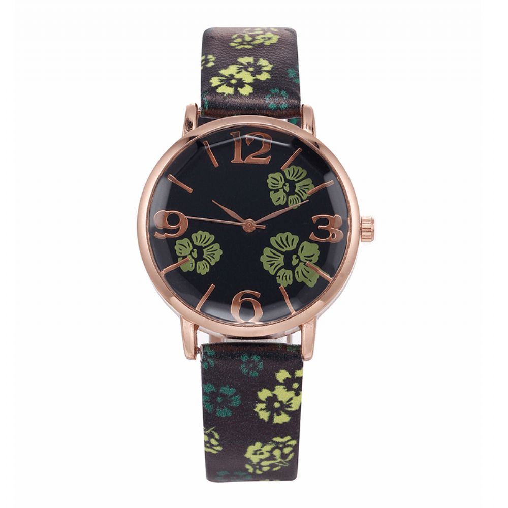 Deffrun Retro Stijl Bloem Gedrukt Dames Polshorloge Chinese Stijl Quartz Horloges