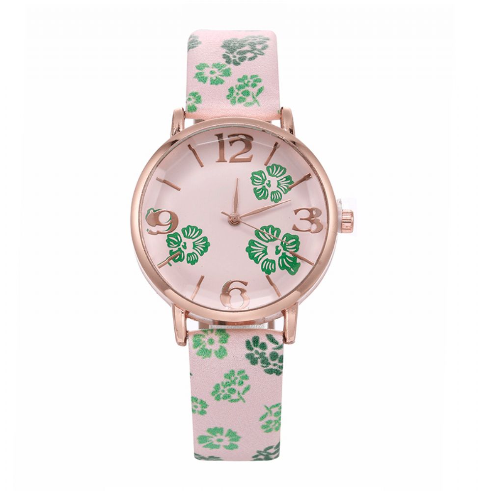 Deffrun Retro Stijl Bloem Gedrukt Dames Polshorloge Chinese Stijl Quartz Horloges