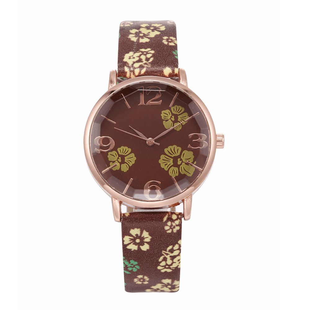 Deffrun Retro Stijl Bloem Gedrukt Dames Polshorloge Chinese Stijl Quartz Horloges