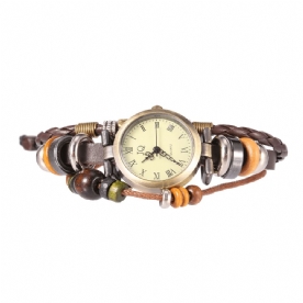 Deffrun Retro Stijl Vrouwen Armband Horloge Kralen Eiffeltoren Hanger Quartz Horloge: