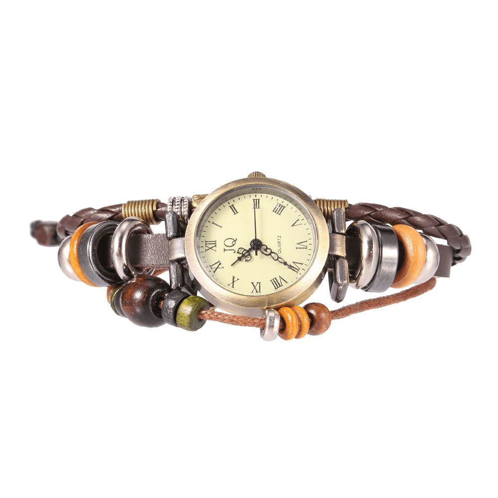 Deffrun Retro Stijl Vrouwen Armband Horloge Kralen Eiffeltoren Hanger Quartz Horloge: